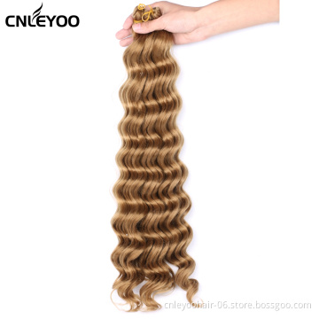 Light Brown Deep Wave Bulk Hair 20 Inch Pre-twisted Synthetic Deep Hair Crochet Braids For Beauty